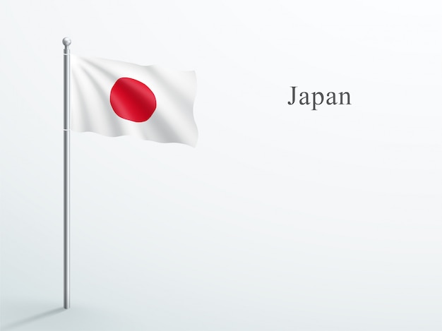 Drapeau du Japon élément 3d agitant sur le mât en acier