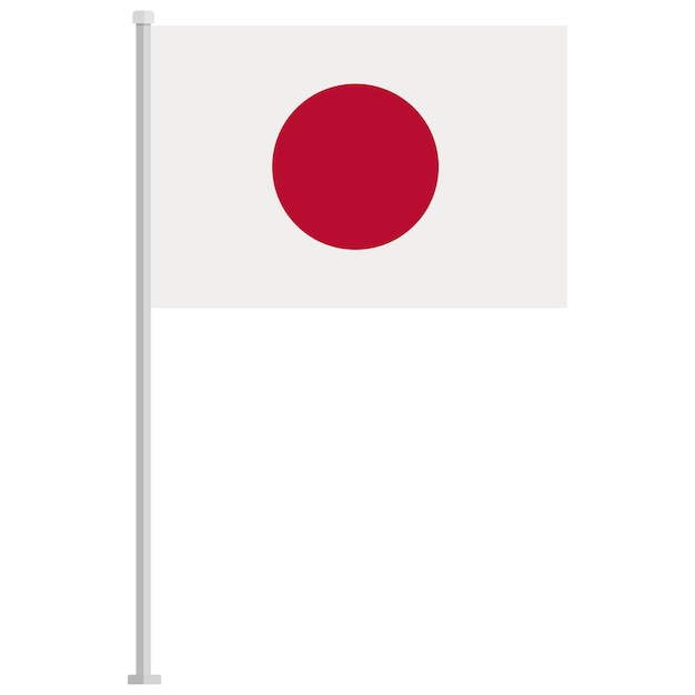 Drapeau du Japon avec une icône plate argentée isolée sur fond blanc