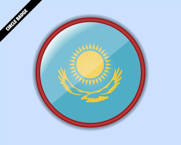 Drapeau du Kazakhstan cercle insigne conception vectorielle signe arrondi avec réflexion