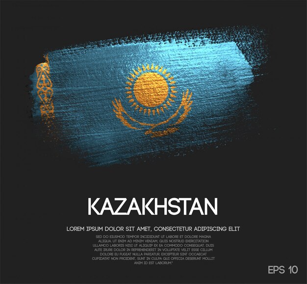 Vecteur drapeau du kazakhstan fait de peinture de pinceau de scintillement de scintillement