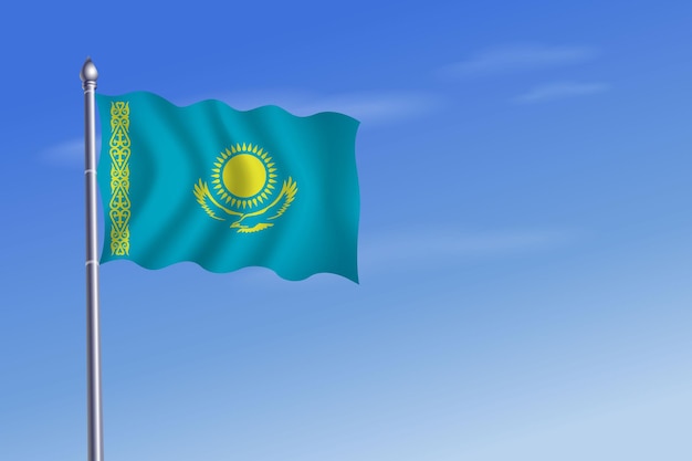 Vecteur drapeau du kazakhstan fond de ciel bleu fête de l'indépendance