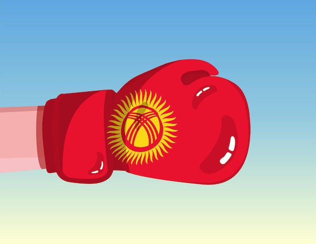 Drapeau Du Kirghizistan Sur Gant De Boxe Confrontation Entre Pays Au Pouvoir Concurrentiel