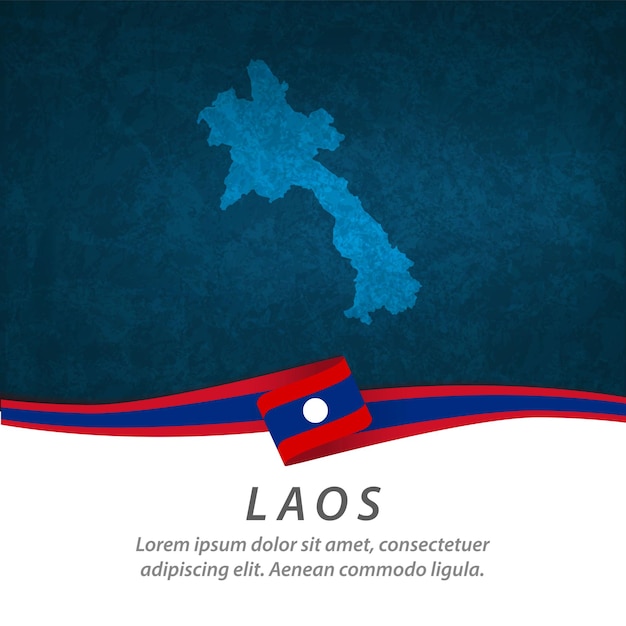 Drapeau Du Laos Avec Carte Centrale