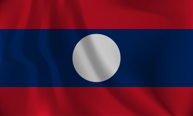 Drapeau du Laos avec un effet ondulé dû au vent