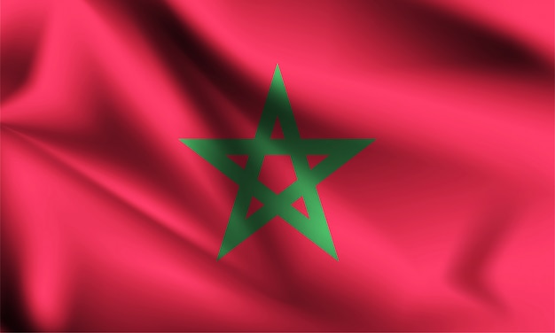 Drapeau Du Maroc Dans Le Vent. Partie D'une Série. Agitant Le Drapeau Du Maroc.