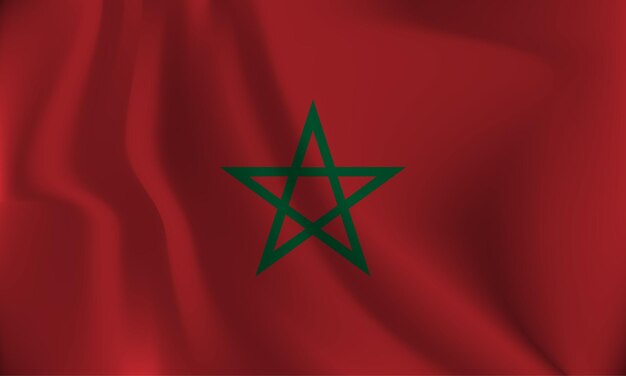 Drapeau du Maroc avec un effet ondulé dû au vent