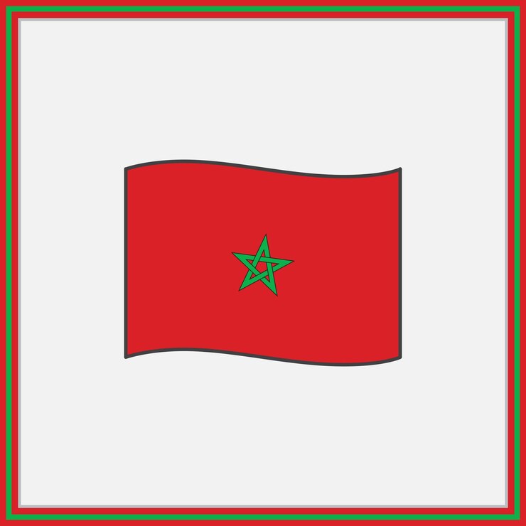 Vecteur drapeau du maroc illustration vectorielle de dessin animé drapeau du maroc icône plate contour drapeau national du maroc