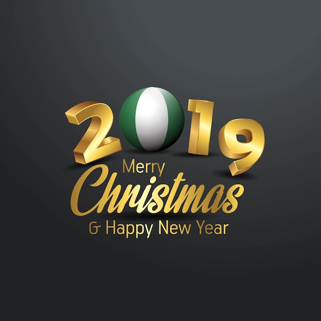 Drapeau Du Nigeria 2019 Joyeux Noël Typographie