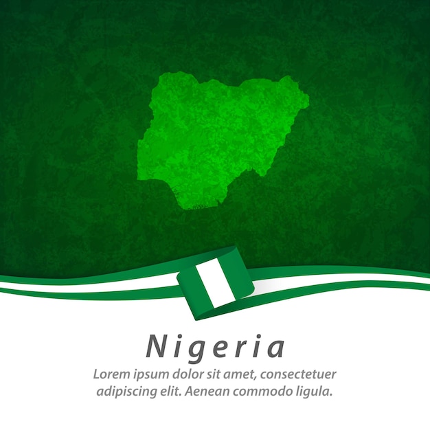 Drapeau du Nigeria avec carte centrale et fond vert