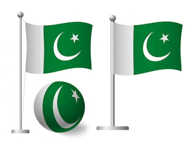 Drapeau du Pakistan sur l'icône de poteau et boule