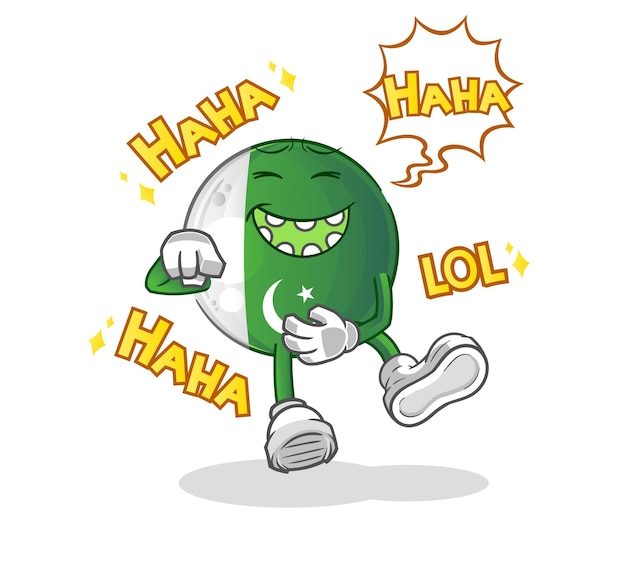 Drapeau du Pakistan Laugh Out Loud personnage dessin animé mascotte vecteur