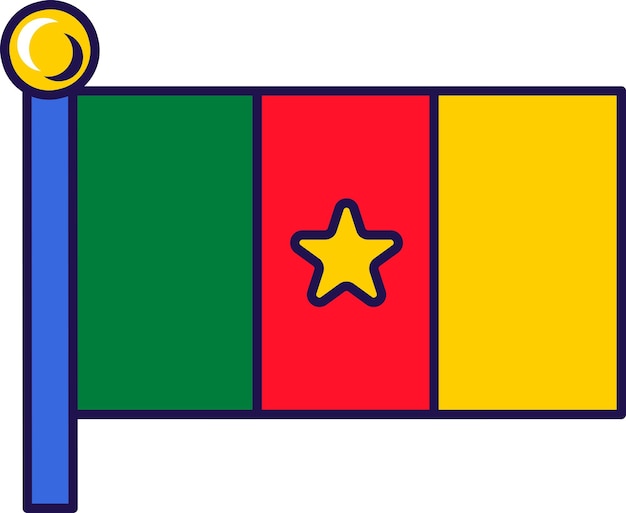 Drapeau du pays d'Afrique du Cameroun sur le vecteur de hampe