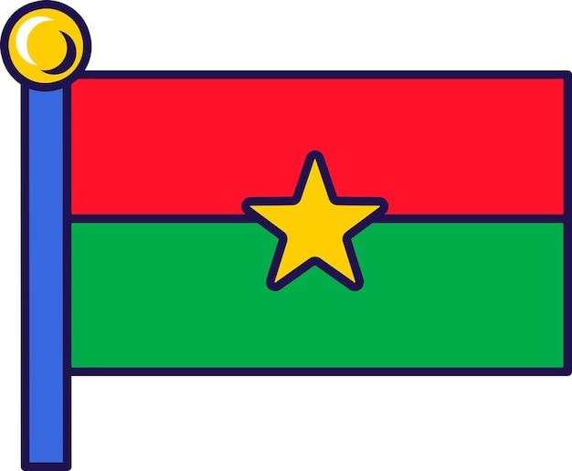 Drapeau Du Pays Burkina Faso Sur Le Vecteur Flagstaff