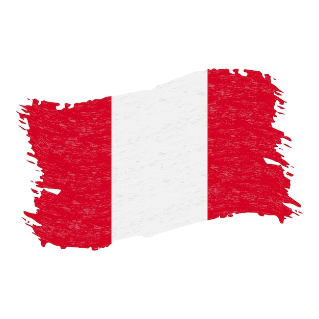 Drapeau Du Pérou Coup De Pinceau Abstrait Grunge Isolé Sur Fond Blanc Illustration Vectorielle