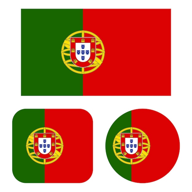 Vecteur drapeau du portugal en rectangle carré et cercle