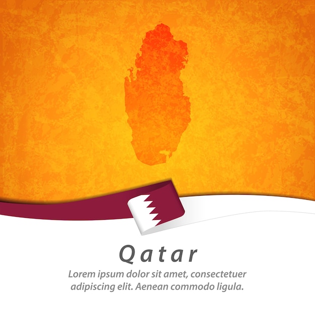 Drapeau Du Qatar Avec Carte Centrale