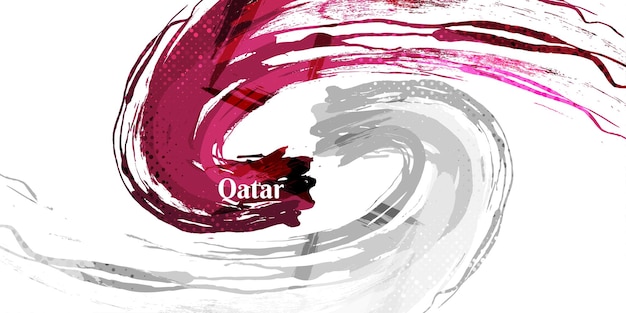 Drapeau du Qatar avec pinceau et style grunge Drapeau du Qatar avec concept sportif adapté au jour de l'indépendance et à la Coupe du monde 2022 Contexte