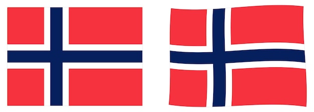 Drapeau du Royaume de Norvège. Version simple et légèrement ondulée.