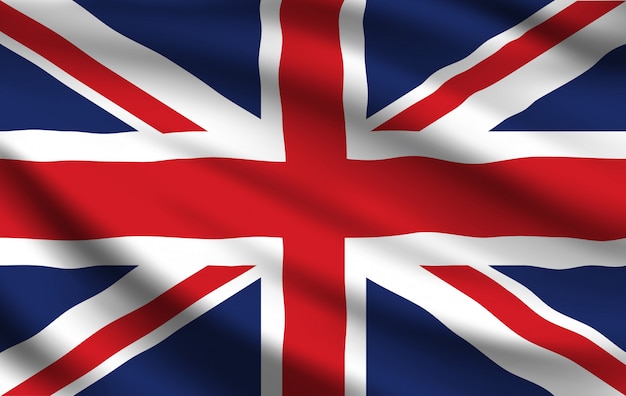 Vecteur drapeau du royaume-uni, réaliste union jack ondulant