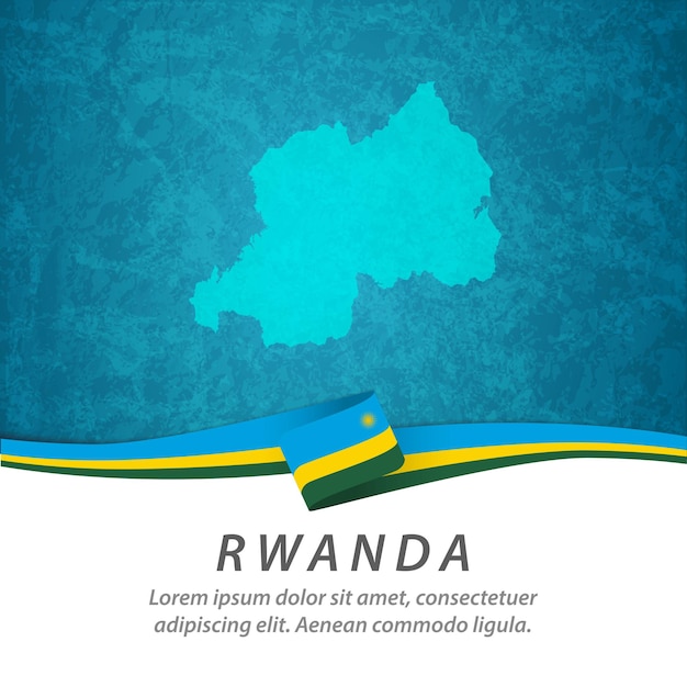 Drapeau du Rwanda avec carte centrale