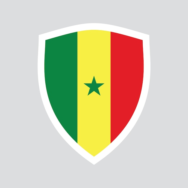 Drapeau du Sénégal dans un cadre en forme de bouclier