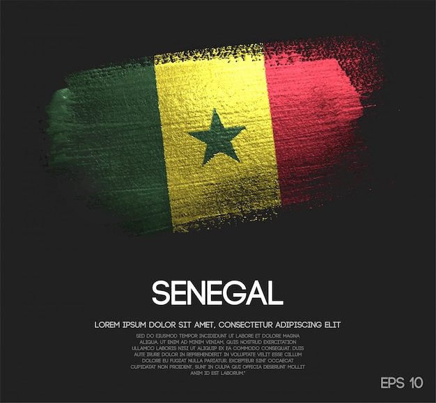 Drapeau Du Sénégal En Peinture à Paillettes Scintillantes