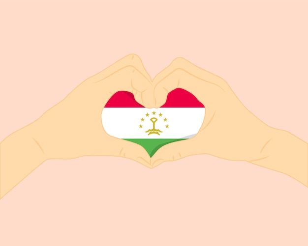 Le Drapeau Du Tadjikistan Avec Deux Mains En Forme De Cœur Exprime L'amour Ou L'affection Concept