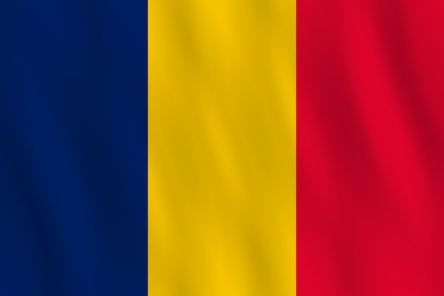 Drapeau Du Tchad Avec Effet Ondulant, Proportion Officielle.