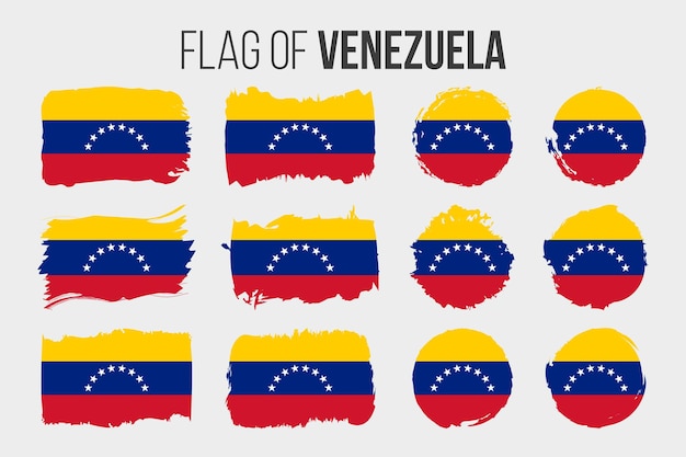 Drapeau Du Venezuela Illustration Coup De Pinceau Et Drapeaux Grunge Du Venezuela Isolés Sur Blanc