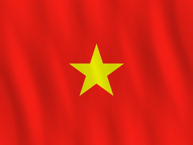 Vecteur drapeau du vietnam avec effet ondulant, proportion officielle.