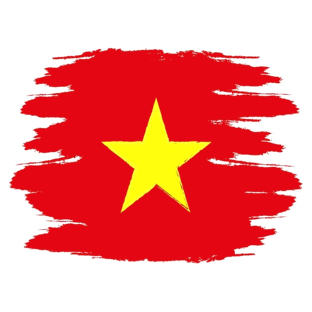 Drapeau Du Vietnam Style D'illustration Dessiné à La Main Avec Effet Grunge Et Aquarelle