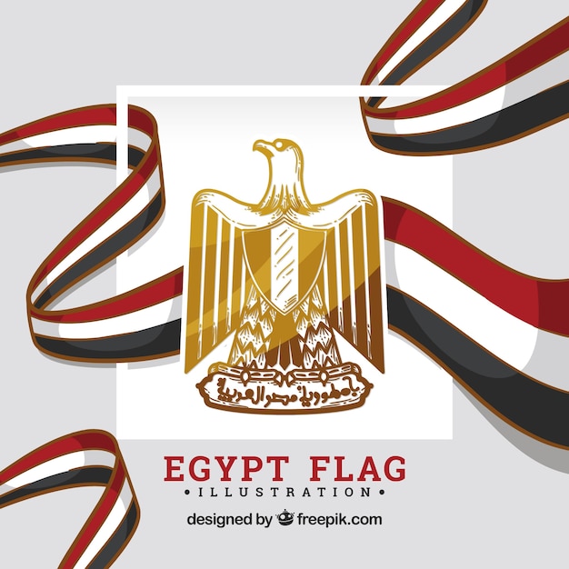 Vecteur drapeau de l'egypte avec bouclier