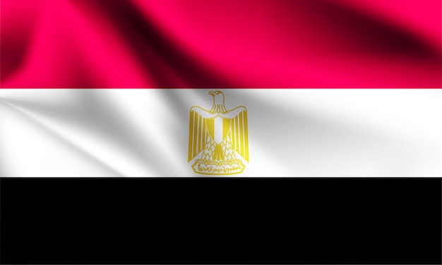 Drapeau de l'Égypte dans le vent.