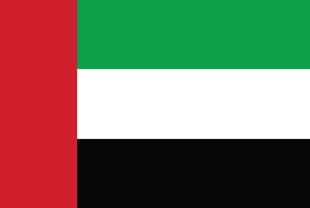 Vecteur drapeau des emirats arabes unis, dans les couleurs et proportions officielles. illustration vectorielle