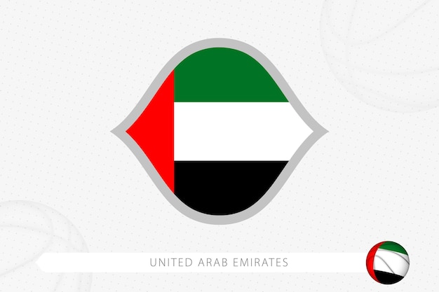 Drapeau Des Emirats Arabes Unis Pour La Compétition De Basket-ball Sur Fond Gris De Basket-ball.