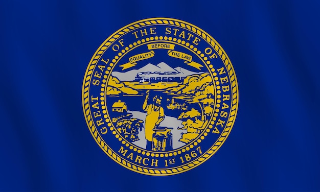 Drapeau De L'état Américain Du Nebraska Avec Effet Ondulant, Proportion Officielle.