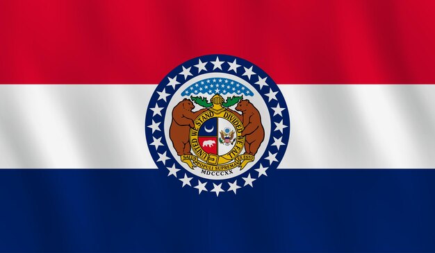 Drapeau De L'état Du Missouri Avec Effet Ondulant, Proportion Officielle.