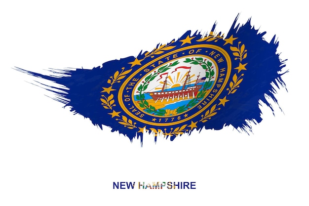 Drapeau de l'état du New Hampshire dans un style grunge avec effet ondulant, drapeau de coup de pinceau vectoriel grunge.