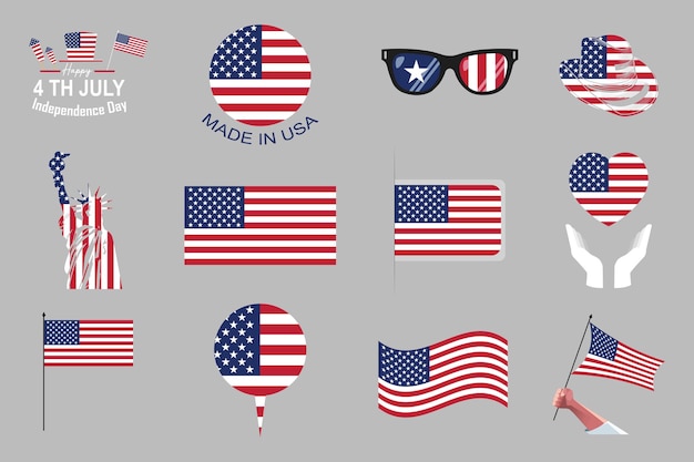 Drapeau des États-Unis Set original et simple drapeau des Etats-Unis Illustration vectorielle du drapeau américain