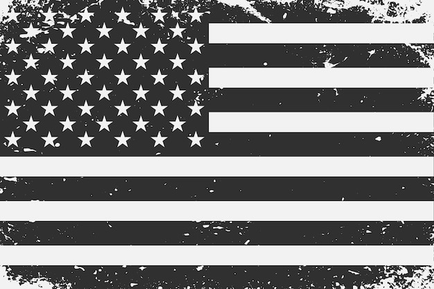 Vecteur drapeau des états-unis de style grunge noir et blanc