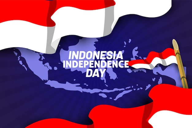 Drapeau de la fête de l'indépendance de l'Indonésie et fond de carte