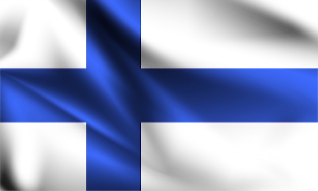 Drapeau de la Finlande dans le vent. partie d'une série. Finlande, agitant le drapeau.