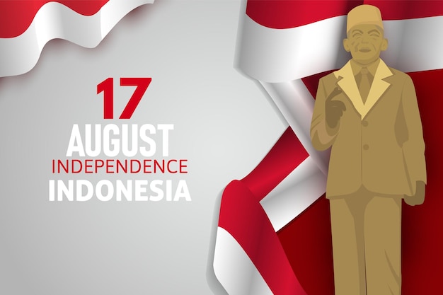 Vecteur drapeau de fond de la fête de l'indépendance de l'indonésie