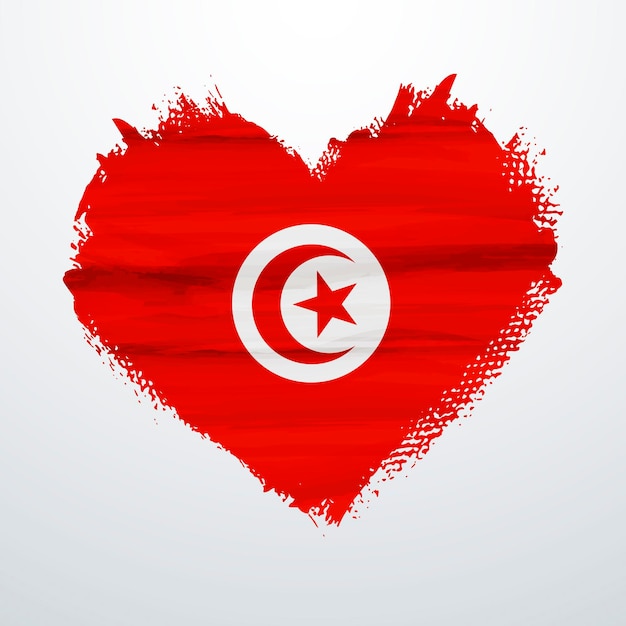 Drapeau En Forme De Coeur De La Tunisie