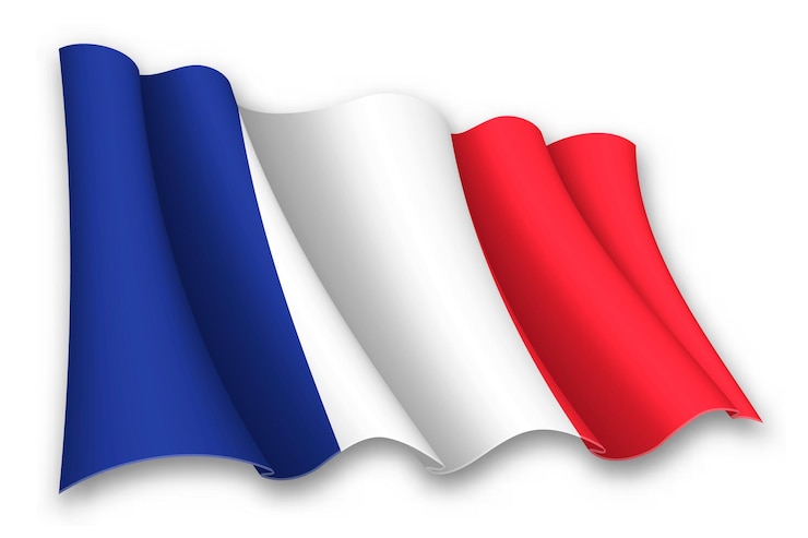 Vecteur drapeau français agité de façon réaliste