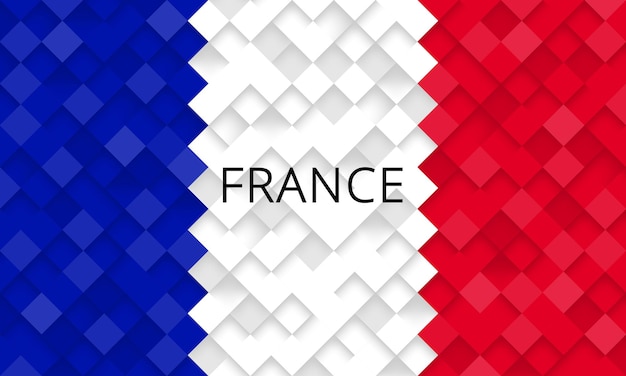 Vecteur drapeau français fond texturé motif à carreaux drapeau de france fait de cubes 3d tuiles de toit mosaïque