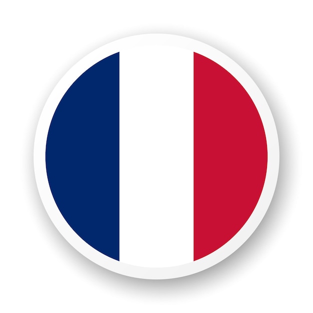 Vecteur drapeau de la france icône plate élément vectoriel rond avec ombre en dessous