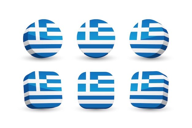 Vecteur drapeau de la grèce 3d vector illustration bouton drapeau de la grèce isolé sur blanc