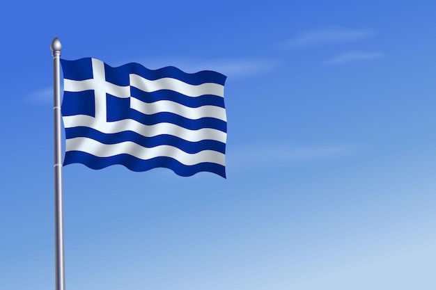 Vecteur drapeau de la grèce independence day fond de ciel bleu