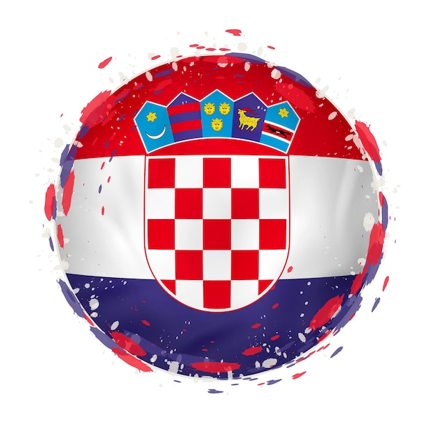 Drapeau grunge rond de la Croatie avec des touches de couleur du drapeau Illustration vectorielle